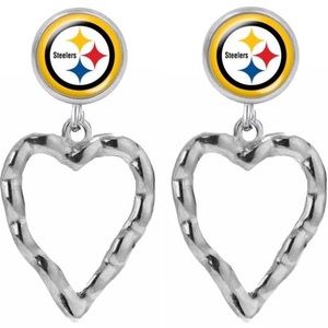 Pittsburgh Steelers Inspired Earrings Stainless Steel Dangle Heart